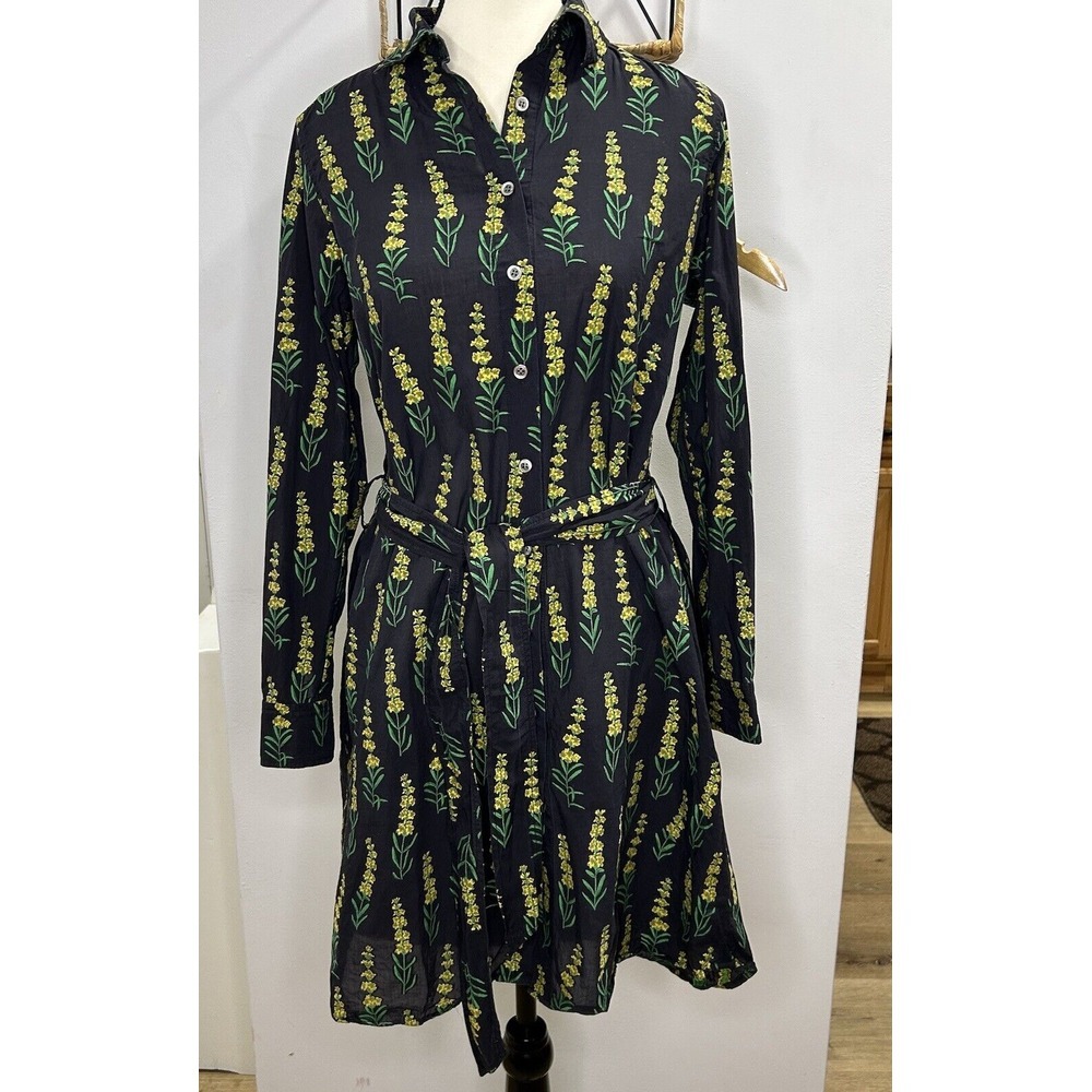 Danielle Fichera Women's‎ Green Dress, Size S Long Sleeves 100% Cotton